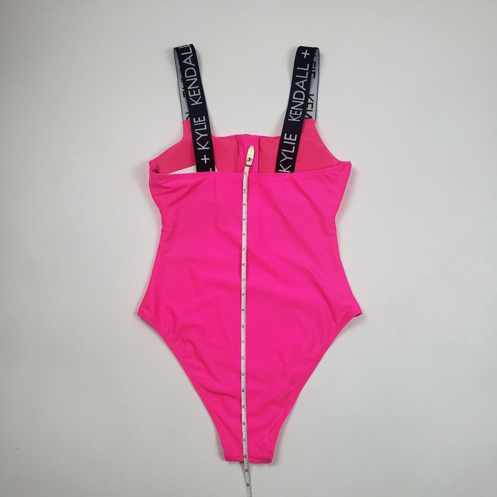 Kendall and Kylie One Piece Swimsuit Women's Medium Neon Pink & Black Call Out - Picture 8 of 16